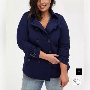 NWOT - TORRID Women's Navy Double-Breasted Peacoat